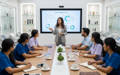 Clinical cosmetology students practicing aesthetic procedures at IIMAC Pune