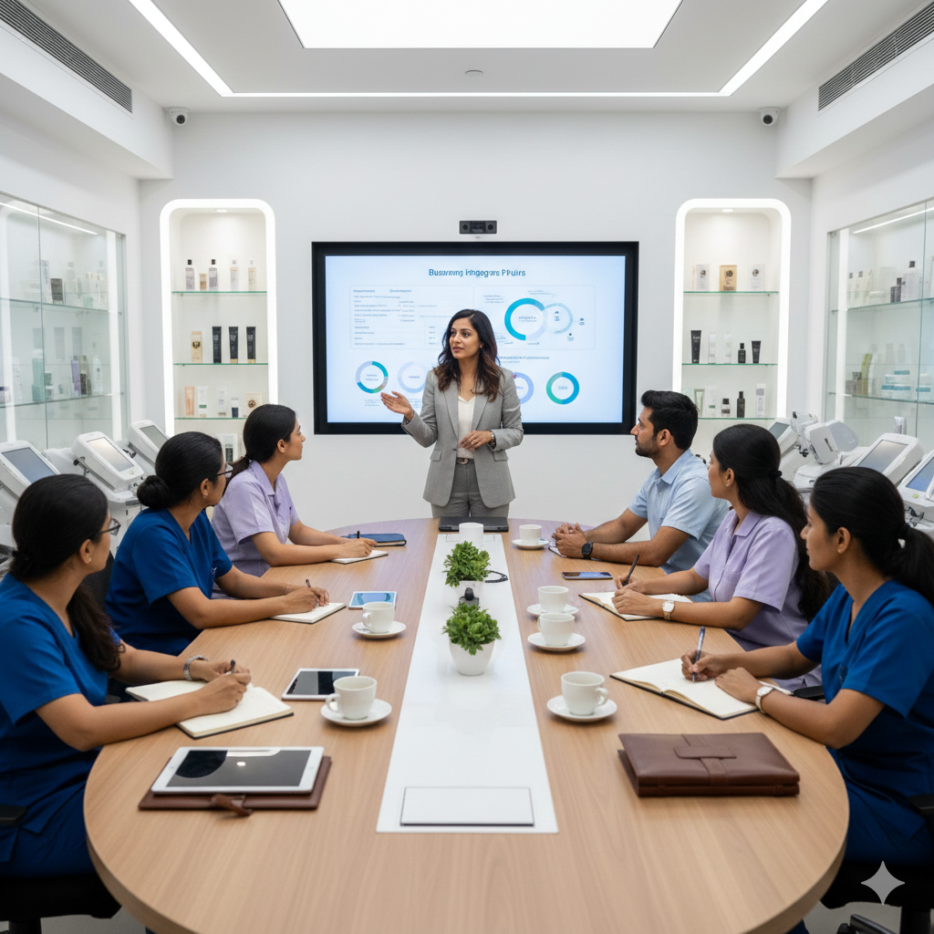 Clinical cosmetology students practicing aesthetic procedures at IIMAC Pune