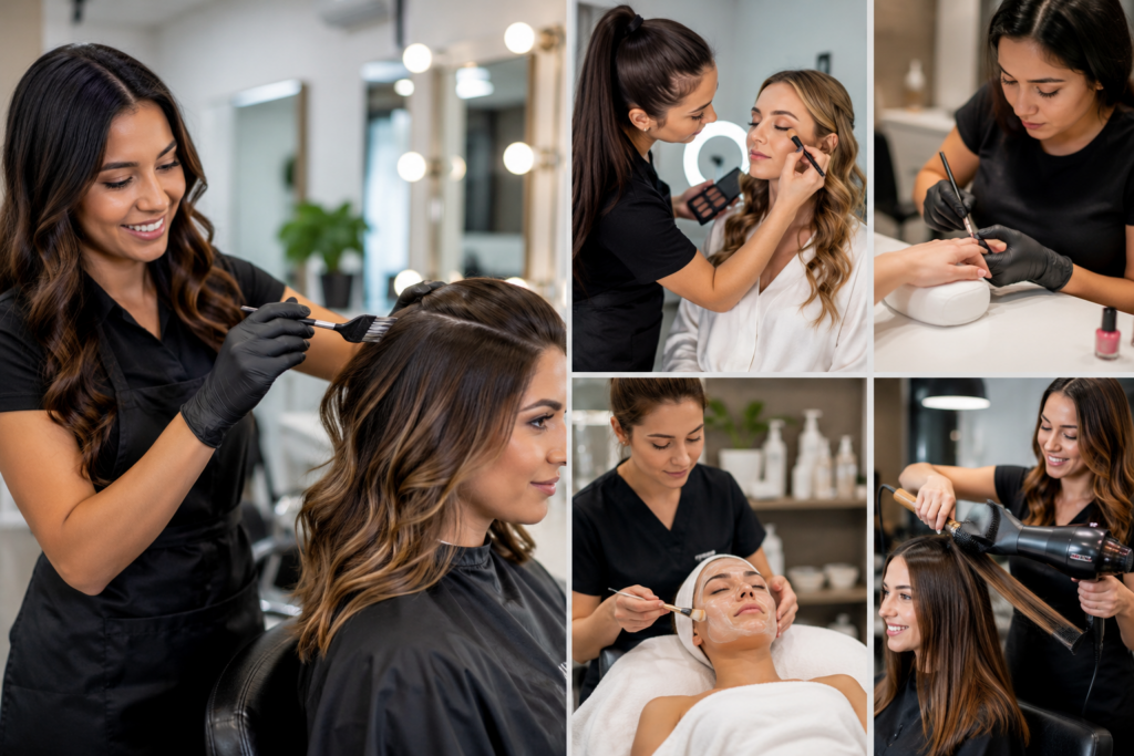 Professional cosmetologist performing skincare treatment in aesthetic clinic