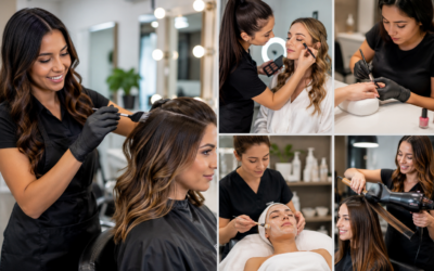 Professional cosmetologist performing skincare treatment in aesthetic clinic